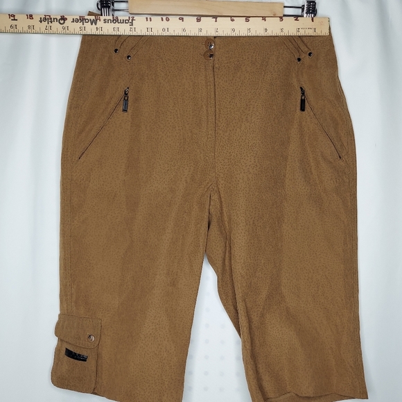 Jamie Sadock Vintage Cargo Shorts Womens 6 Brown Animal Faux Suede Zip Y2K - Picture 4 of 8